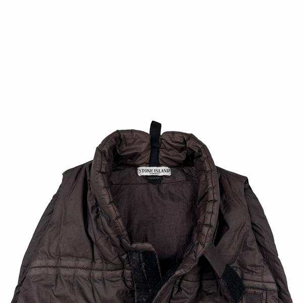 Stone Island Vintage Brown Nylon Multi Pocket Down Gilet - Large
