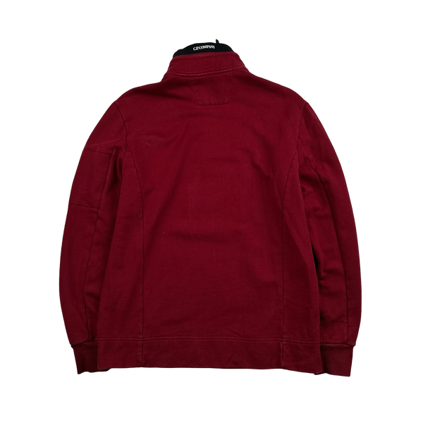 CP Company Red Cotton Lens Viewer Quarter Zip Pullover - Large