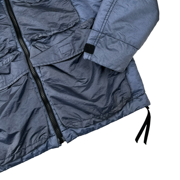 Nemen Nylon Shimmer Light Blue Padded Shell Multi Pocket Jacket - Medium