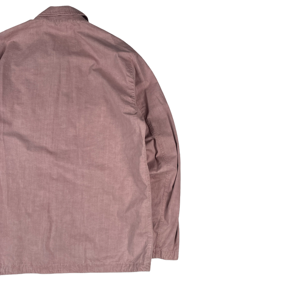 Stone Island 2022 Pink Brushed Cotton Zipped Overshirt - XL