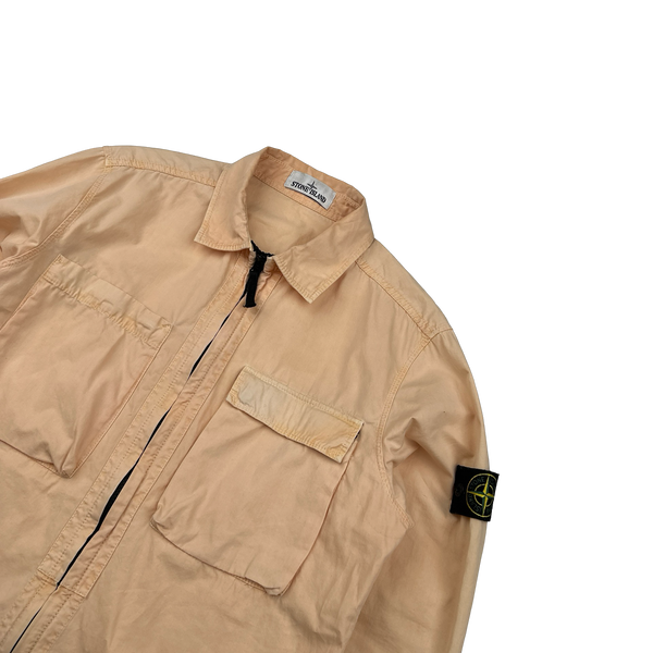 Stone Island 2018 Peach Cotton Zipped Overshirt - Large