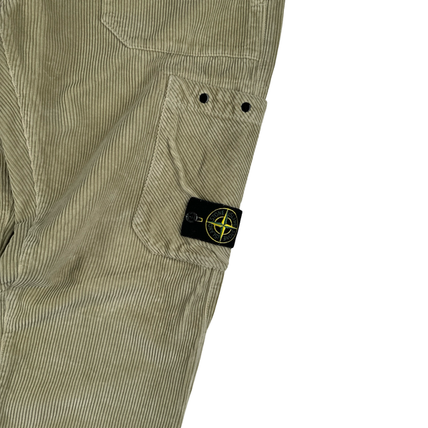 Stone Island 2024 Beige Corduroy Cotton RE Fit Cargo Trousers - 34”