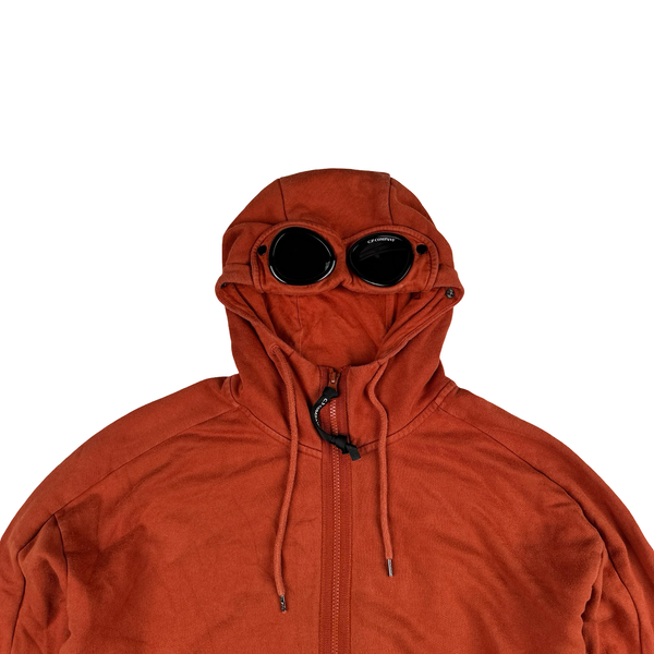 CP Company Orange Cotton Goggle Hoodie - Large