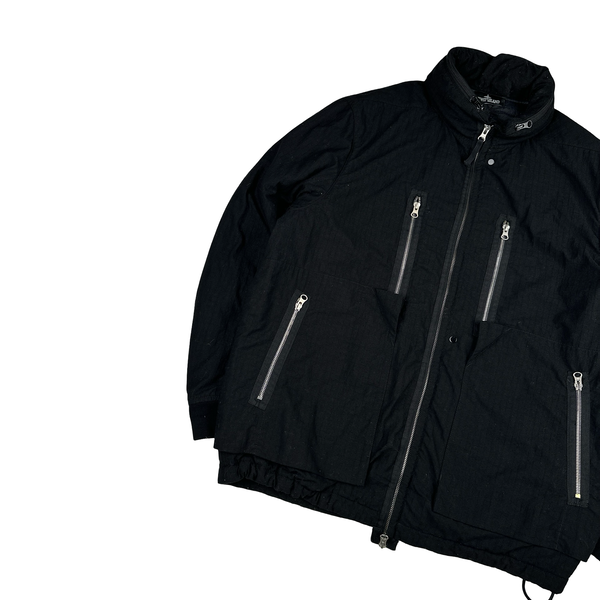 Stone Island 2019 Shadow Project Black Naslan Rip-Stop Quilted Jacket - Medium