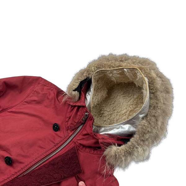 Stone Island 2015 Silver Sherling Liner Fur Hood David TC Jacket - Medium