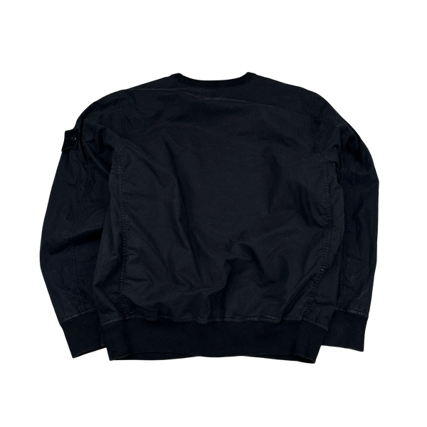 Stone Island 2019 Black Ghost Piece Resin Cotton Crewneck - Small
