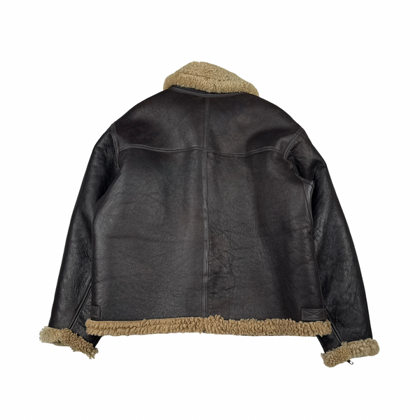 Cirrus Shearling Lined Aviator Pilot Thick Leather Vintage Jacket - XXL