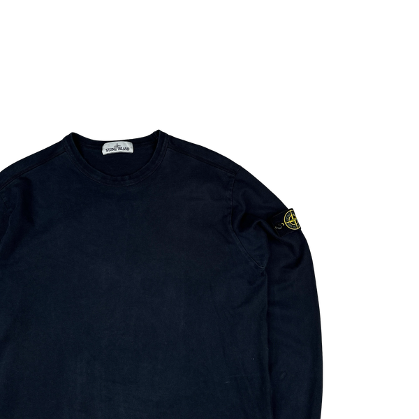Stone Island Navy Cotton Crewneck Sweatshirt - Large