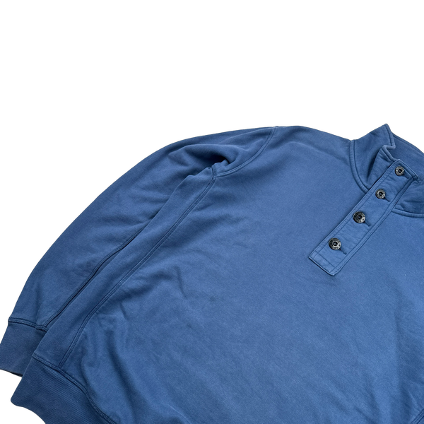 Stone Island 2016 Blue Cotton Pullover Quarter Buttoned Jumper - XL