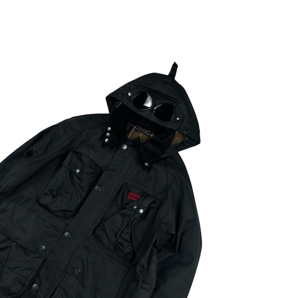 CP Company x Barbour Black Multi Pocket 500 Mille Waxed Jacket - Small