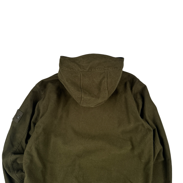 Stone Island 2021 Khaki Ghost Piece Flocked Pullover Hoodie - Medium