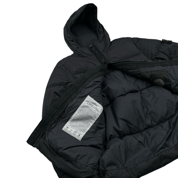 Stone Island 2021 Black Crinkle NY Down Puffer Jacket - Small