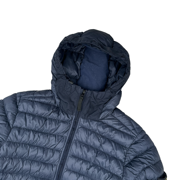 Stone Island Navy Micro Yarn Hooded Down Puffer Jacket - Small