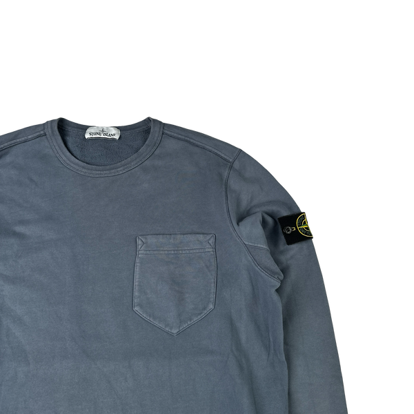 Stone Island 2019 Blue Cotton Crewneck - Large