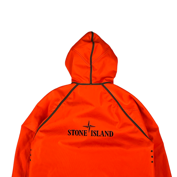 Stone Island 2006 Neon Orange Reversible Khaki Spellout Jacket - XL