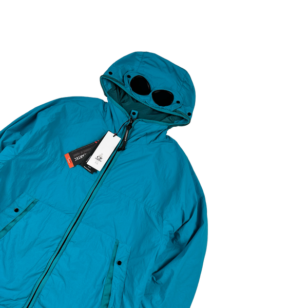 CP Company GDP Blue Hooded Lightweight Nylon Goggle Jacket - Medium