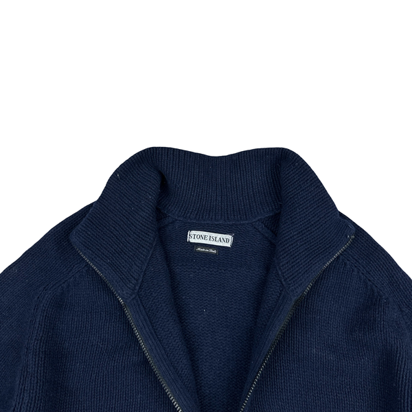Stone Island Vintage 1995 Navy Knit Vintage Zipped Chest Pocket Jumper - Large