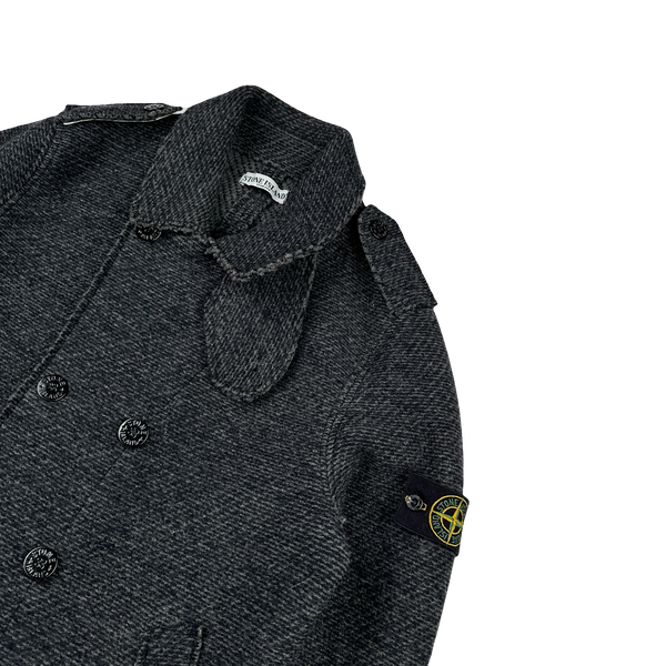 Stone Island 2009 Heavyweight Wool Double Breasted Knit Jacket - XL