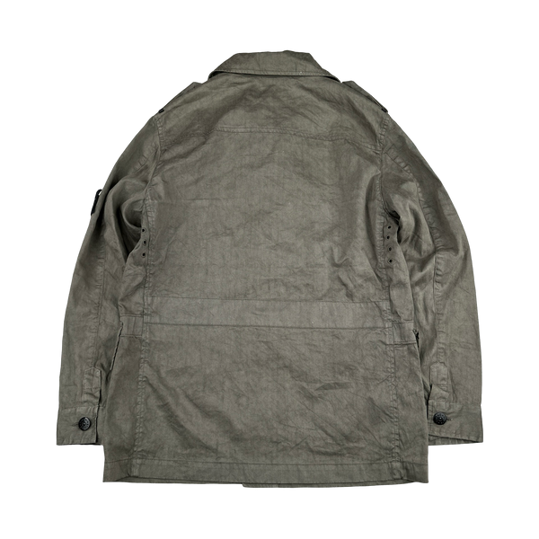 Stone Island 2006 Brown Lino Flax Collared Jacket - Medium