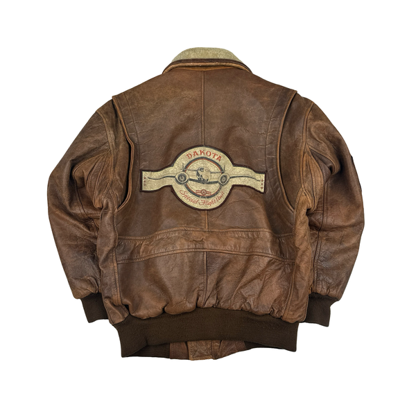 Leather Vintage Flight Dakota Shearling Bomber Jacket - Small