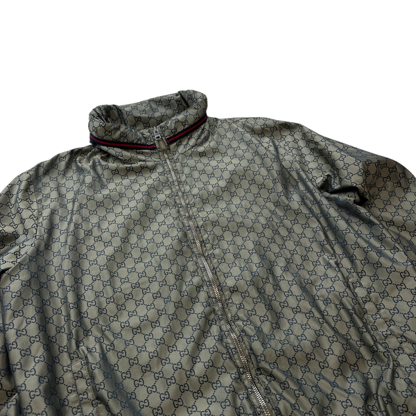 Gucci Monogram Zipped Silk Jersey Lined Jacket - Medium