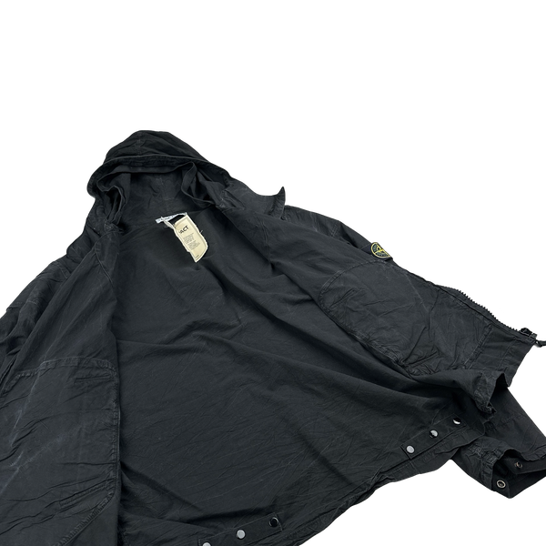 Stone Island 2005 Black Cotton Compact Hooded Jacket - Large