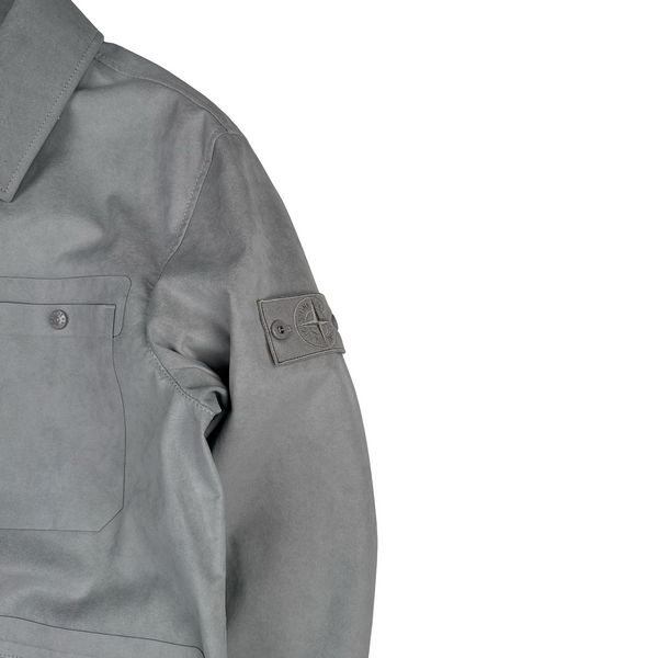Stone Island 2025 Grey Alcantara Suede Ghost Piece Overshirt Jacket - Large