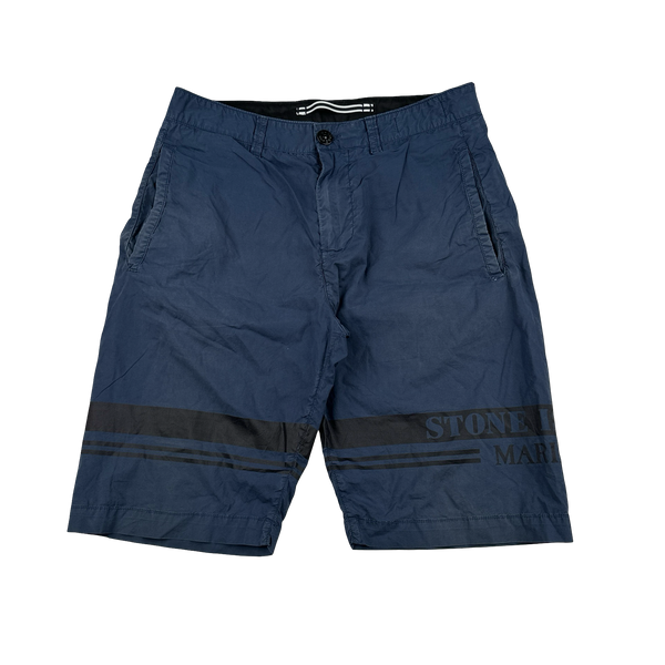 Stone Island 2017 Navy Marina Spellout Shorts - 28"