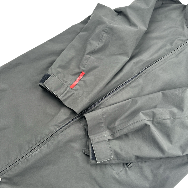 Prada Black Nylon Goretex Shell Long Jacket - XL