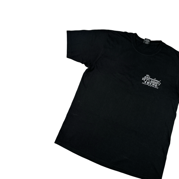Stussy Black Cotton Graphic T Shirt - Medium