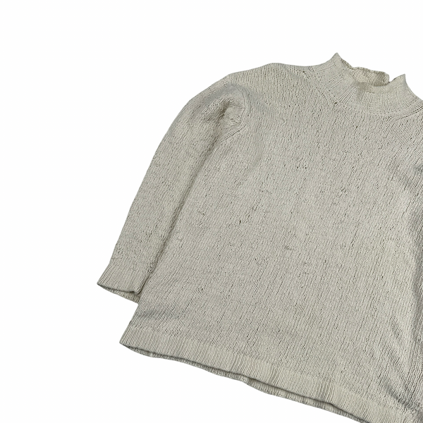 Stone Island Vintage 1997 Green Edge Cream Chenille Knit Pullover - XL