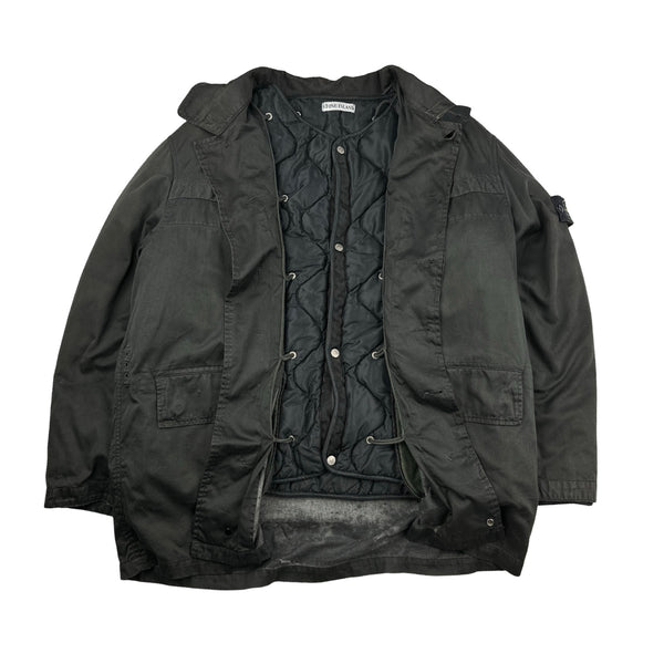 Stone Island 2010 Dark Green Raso Gommato Quilted Lined