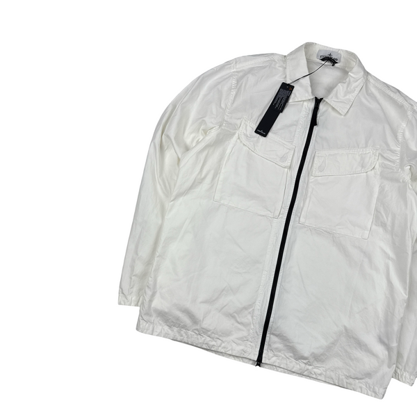 Stone Island 2022 White Brushed Cotton Zipped Overshirt - XL