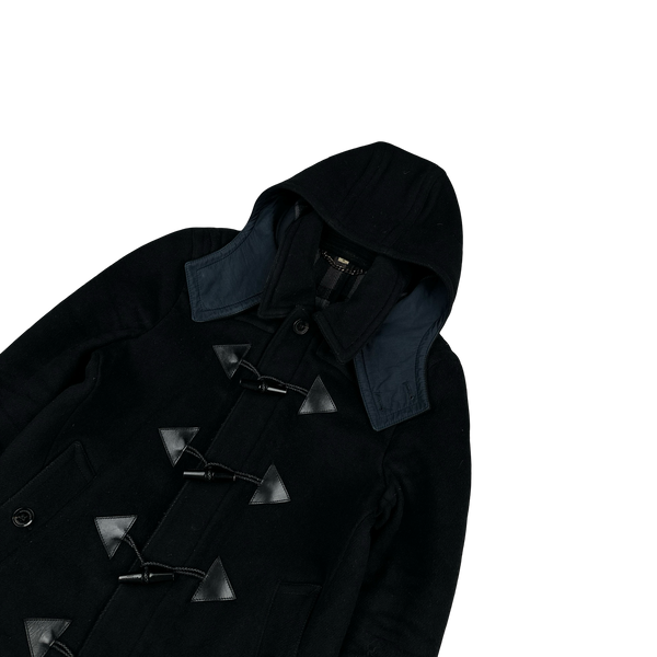 Burberry Navy Wool Duffle Hooded Jacket - Small