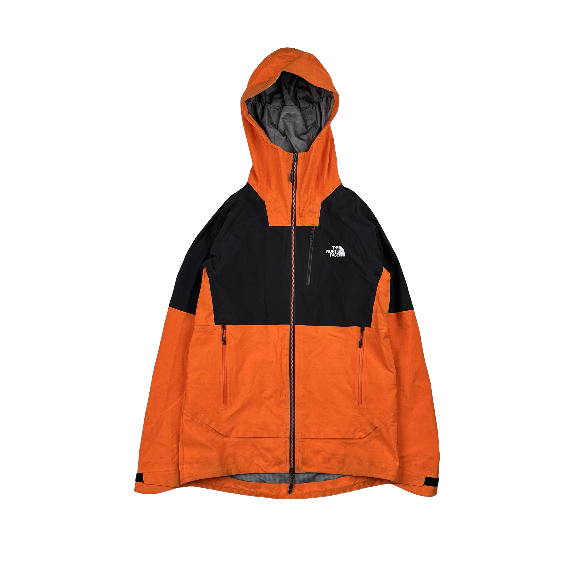 North Face Orange Gore Tex Colour Block Hooded Jacket - Small