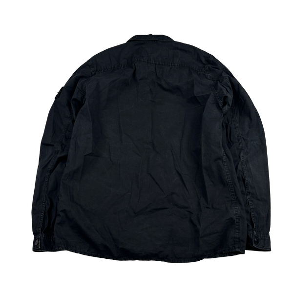Stone Island 2019 Black Cotton Garment Dyed Overshirt - Medium