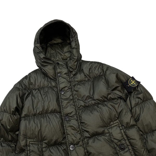 Stone Island Dark Khaki Garment Dyed Puffer Jacket  - Medium