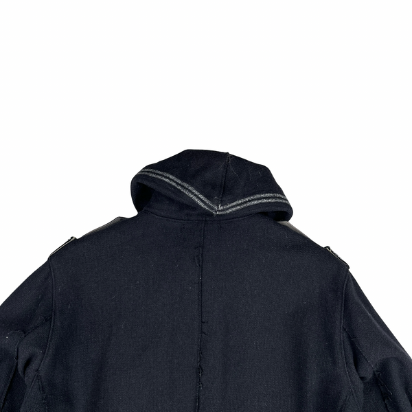 Stone Island 2009 Black Heavyweight Wool Buttoned Coat - Large