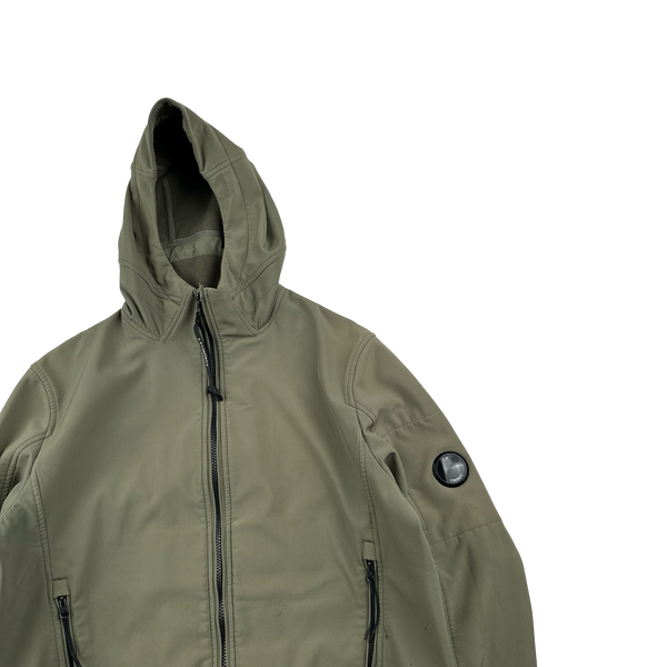 CP Company Khaki Green Fleece Lined Soft Shell Jacket - Large
