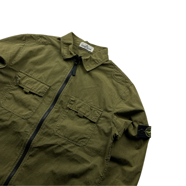 Stone Island 2019 Khaki Junior Cotton Zipped Overshirt Age 14 Mat s Island
