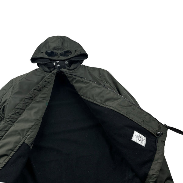 CP Company 2006 Dark Green Multi Pocket Nylon Wool Lined Goggle Jacket - XL
