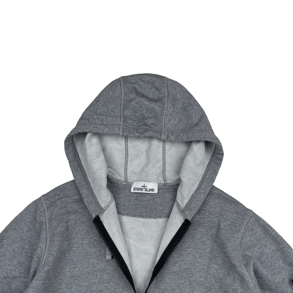Stone Island Grey Cotton Zipped Hoodie - Medium