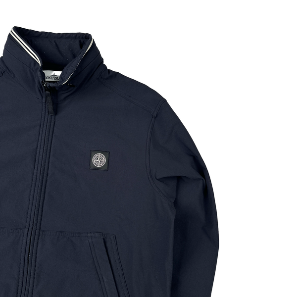 Stone Island 2014 Navy Soft Shell Compass Patch Zipped Bomber Jacket - XXL