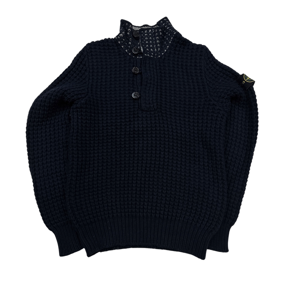 Stone Island 2011 Navy Heavyweight Wool Pullover Knit - Large