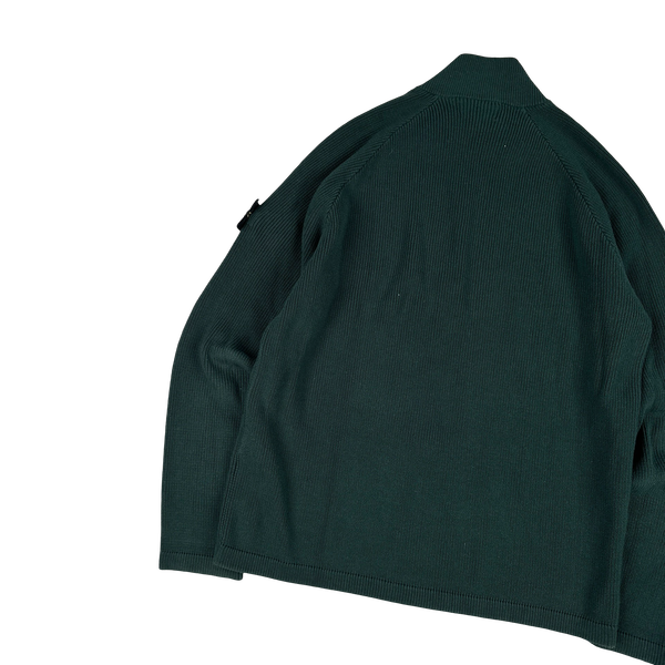 Stone Island 2023 Pine Green Ribbed Zipup Jumper - Large