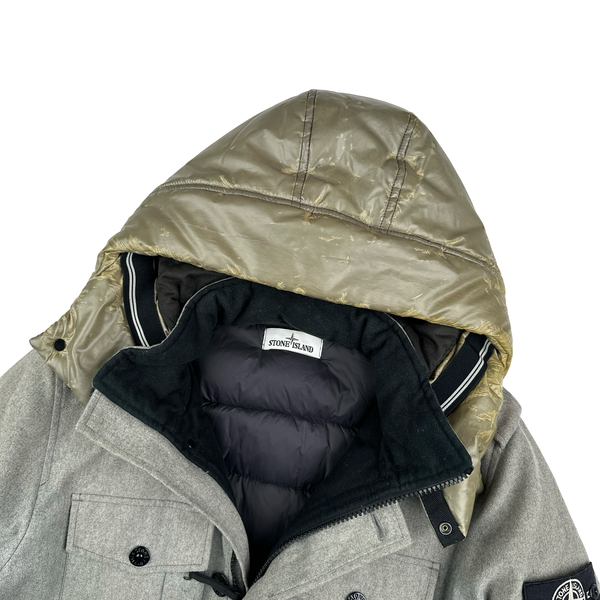 Stone Island 2014 Grey Ice Wool Blend Down Field Jacket - Medium