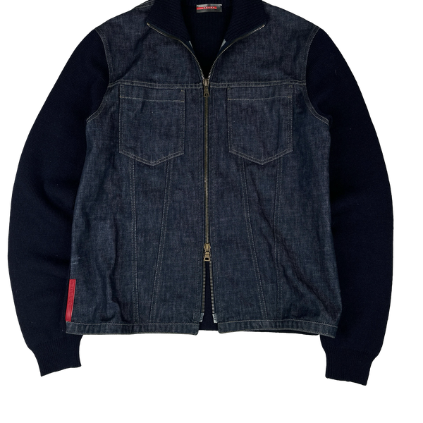 Prada Red Tab Denim Collared Jacket - XL