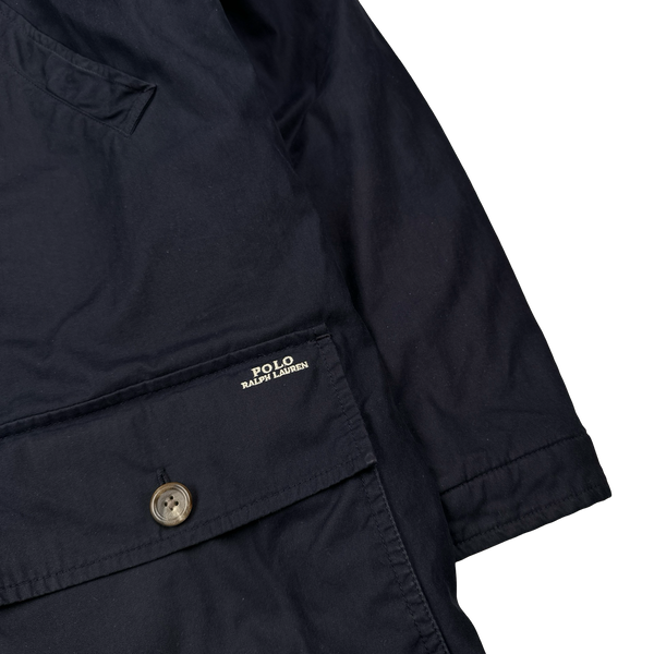 Ralph Lauren Polo Navy Corduroy Collar Cotton Long Jacket - Large