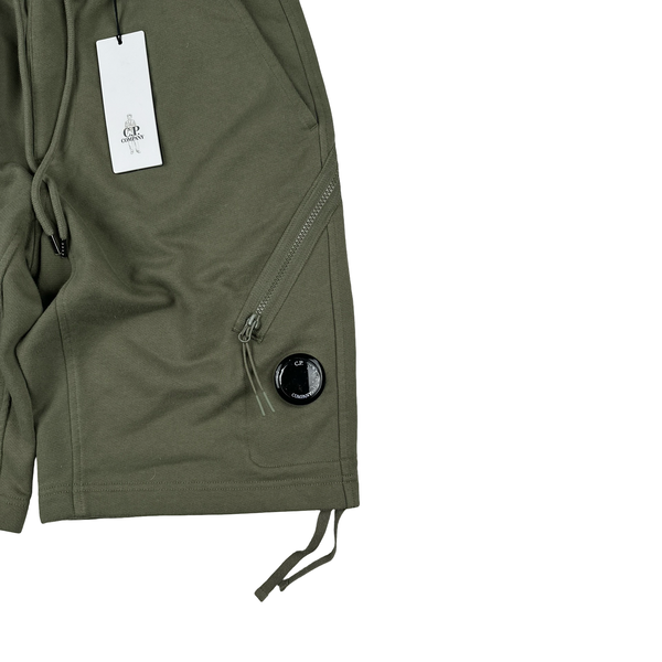 CP Company Khaki Diagonal Zip Cotton Lens Viewer Shorts - Small