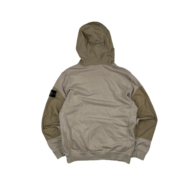 Stone Island 2023 Beige Cotton Nylon Panel Hood Jumper - Large